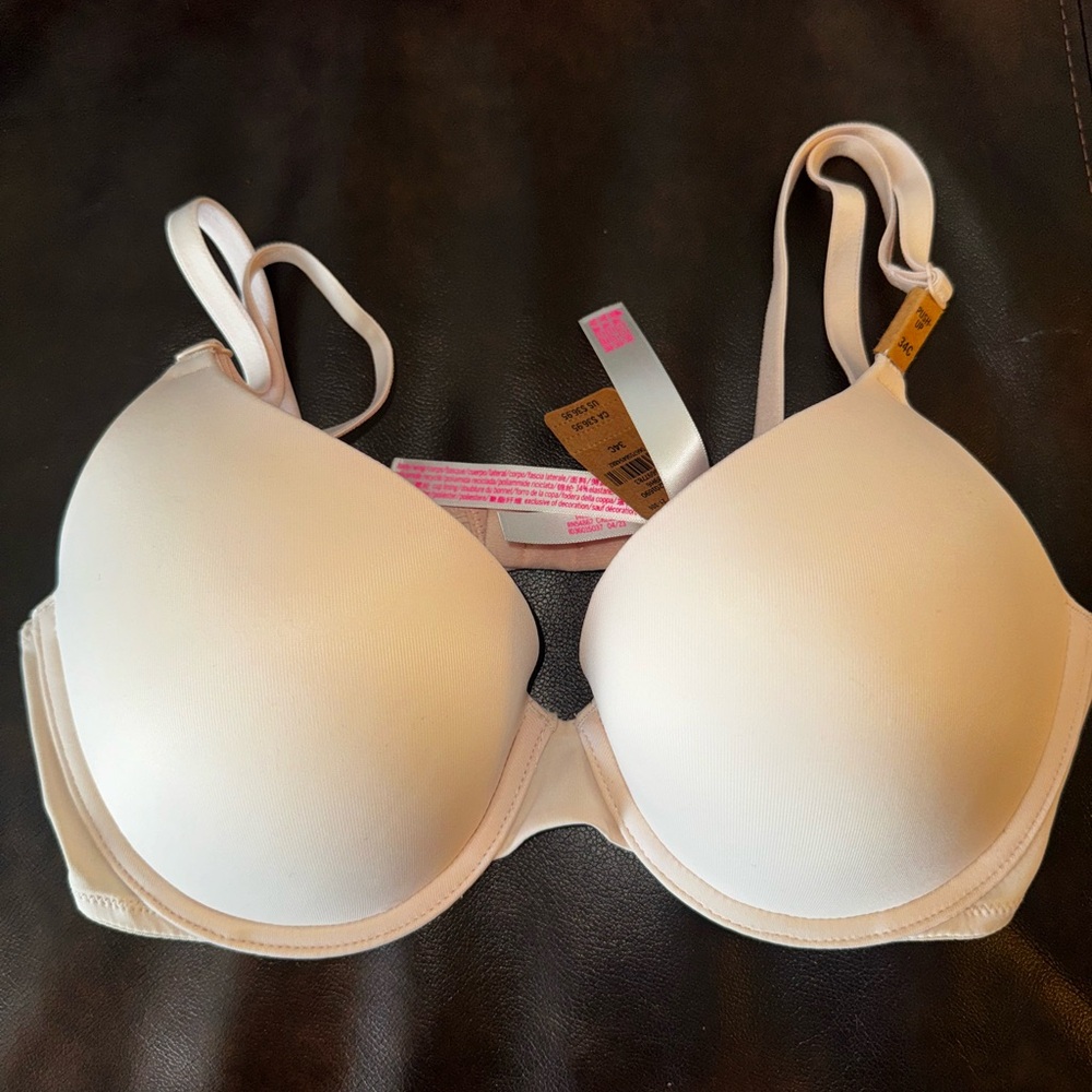 Brand NWT Victoria’s Secret PINK Wear Everywhere Push-Up Bra Tan Size 34C